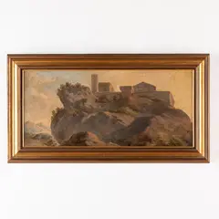 Jean-Jacques Henner, Veduta di paese, oil on paper applicata on canvas