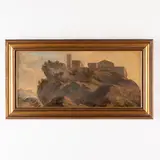 Jean-Jacques Henner, Veduta di paese, oil on paper applicata on canvas