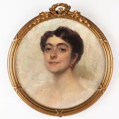 Emilio Rizzi, Cremona 1881 - Brescia 1952 / Ritratto di signora / Firmato Rizzi al centro a sinistra, oil on canvas applicata on cardboard
