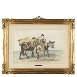 Giuseppe Raggio, Chiavari, 1823 - Roma, 1916 / Contadino con cavalli / Firmato G Raggio e datato 79 in basso a sinistra, Acquarello su carta