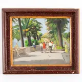 Antonio Moretti, Passeggiata a Sanremo, oil on cartoncino