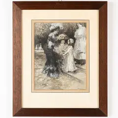 Friedrich Stahl, Monaco di Baviera 1863 - Roma 1940 / Signore al parco / Firmato Fried Stahl in basso a destra, Acquarello tempera e china su carta