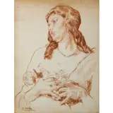Basilio Cascella, Pescara 1860 - Roma 1950 / Ritratto di donna / Firmato B Cascella in basso a sinistra