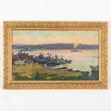 Tokarevo, 1928 - 2017 / Mattina nel porto / Firmato Solodovnikov e datato 87 in basso a sinistra by Olexiy Pavlovich Solodovnikov, oil on cardboard, offered Jul 2022