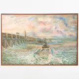 Chernigov, 1926 / La diga di Tsymlyansk / Firmato V Skichko e datato 25 XVII 52 in basso a destra by Viktor Alekseevich Skichko, oil on canvas, offered Jul 2022
