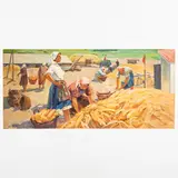 Nizhnoe, 1925 - 1999 / La raccolta del mais / Firmato Tkachenko e datato 81 in basso a sinistra by Mikhail Vladimirovich Tkachenko, oil on canvas, offered Jul 2022