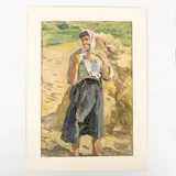 Velyka Rogozyanka, 1915 - Kharkiv, 1994 / Contadina nei campi / Firmato G Tom e datato 46 in basso a sinistra by Grigoryi Oleksiyovich Tomenko, oil on cardboard, offered Jul 2022