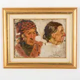 Smolensk, 1917 - Kiev, 2005 / Studio di volti / Datato 41 e firmato Yablonska in basso a destra by Tetyana Nylivna Yablonska, oil on cardboard, offered Jul 2022