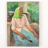 Olexandr Grigorovich Maksimenko, Vilkhovatka, 1916 - Kiev, 2011 / Ritratto di contadina, oil on canvas