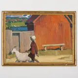 Kharkiv, 1924 - 1998 / Ragazza con capra a Charkiv / Firmato O Khmelnitsky e datato 1991 in basso a destra by Olexandr Anatolievich Khmelnitsky, oil on canvas, offered Jul 2022