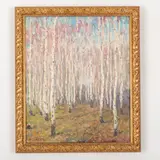 Valentin Gavrilovich Litvinenko, Kremenchug, 1908 - Kiev, 1979 / Bosco di betulle in primavera / Firmato V Litv e datato 70 in basso a sinistra, oil on canvas