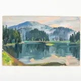 Uzhgorod, 1911 - 1987 / Lago Synevyr / Firmato A Kotska in basso a destra by Andrey Andreevich Kotska, oil on cardboard, offered Jul 2022