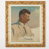 Anatoliy Alekseevich Kazantsev, Chabarovsk, 1908 - Leningrado, 1984 / Ritratto di Stalin / Firmato A Kazantsev e datato 1947 in basso al centro