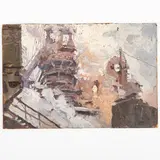 1923 - 1993 / Scorcio di fabbrica by Adolf Markovich Konstantinopolskiy, oil on cardboard, offered Jul 2022