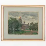 Kharkiv, 1922 - 1993 / Scorcio della cattedrale di Sant'Isacco a San Pietroburgo / Firmato Levin in alto a destra by Evgeny Nisonovich Levin, oil on paper, offered Jul 2022