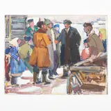 Odessa, 1912 - 2011 / Lenin incontra i contadini by Grigory Semyonovich Minskiy, oil on cardboard, offered Jul 2022