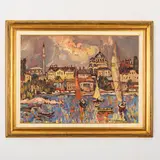 1930 - 2016 / Città sul mare / Firmato Filatov in basso a destra by Vladimir Nikolaevich Filatov, oil on cardboard, offered Jul 2022