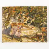 Ksheivka, 1936 / Pranzo nel giardino / Firmato A Shariy e datato 90 in basso a sinistra by Anatoly Ivanovich Shariy, oil on canvas, offered Jul 2022