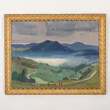 Dubrynichi, 1921 - 1991 / Paesaggio con lago / Firmato Kashshay e datato 1955 in basso a destra by Anton Mykhaylovich Kashshay, oil on canvas, offered Jul 2022