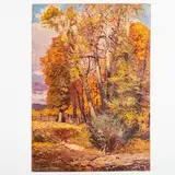 Kobyletska Poliana, 1891 - Uzhgorod, 1975 / Alberi autunnali / Firmato Bokshay e datato 1945 in basso a sinistra by Joseph Josephovich Bokshay, oil on cardboard applicato on panel, offered Jul 2022