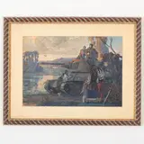 Valentin Gavrilovich Litvinenko, Kremenchug, 1908 - Kiev, 1979 / Il ritorno dei soldati dalla guerra / Firmato V Litvinenko e datato 45 in basso a destra