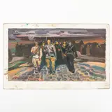 Victor Vasilievich Shatalin, Zemlyanye Khutory, 1926 - Kiev, 2003 / Studio per il dipinto Alzati, grande paese / Firmato V Shatalin in basso a sinistra