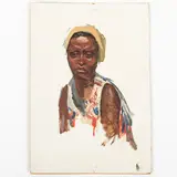Petro Stepanovych Sulimenko, Krasnodar, 1914 - 1996 / Ritratto di donna somala, oil on cardboard telato