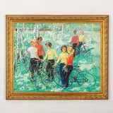 Nova Kalitva, 1913 - 1986 / Giovani in bicicletta by Zinaida Ilivna Zatsepina, oil on canvas, offered Jul 2022
