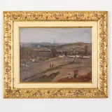 Kalavtsi, 1890 - 1984 / Villaggio con figure / Firmato F Konovalyuk e datato 45 in basso a destra by Fedir Zotikovich Konovalyuk, oil on canvas, offered Jul 2022