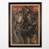 1934 / L'infermiera e il soldato / Monogramma R M e data 85 in basso a destra by Rafael Innurovich Masautov, pastel on cardboard, offered Jul 2022