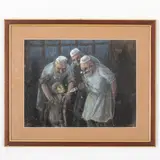 attivo nel XX secolo / I vampiri by Agnit Sledzevskiy, pastel on paper, offered Jul 2022