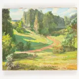 Mykhaylo Khmelko, Kiev, 1919 - 1975 / Strada nel bosco / Firmato M Khmelko e datato 1975 in basso a sinistra, oil on canvas