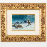 Dnepropetrovsk, 1918 - Kiev, 1999 / Studio per il dipinto Notte d'inverno (lupi) / Tracce di firma in basso a destra by Victor Grigorovich Puzyrkov, oil on cardboard telato, offered Jul 2022