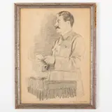 Kiev, 1902 - 1966 / Ritratto di Stalin / Firmato I Shtilman in basso a destra by Ilya Nissonovich Shtilman, pencil on paper, offered Jul 2022