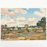 Victor Vasilievich Shatalin, Zemlyanye Khutory, 1926 - Kiev, 2003 / Villaggio / Firmato V Shatalin e datato 1955 in basso a destra