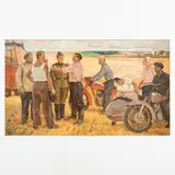 Kirmashevo, 1922 - Kharkov, 1975 / Ritorno al villaggio / Firmato A Safargalin e datato 1970 in basso a destra by Äsğät Säfärğälin, oil on canvas, offered Jul 2022