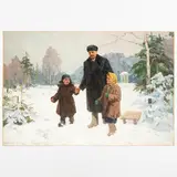 Alekseevk, 1913 - 1996 / Lenin con i bambini sulla neve / Firmato Drachenko e datato 1960 in basso a destra by Petr Gerasimovich Drachenko, oil on canvas, offered Jul 2022