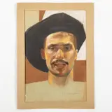 Viktor Zaretsky, Belopolye, 1925 - Kiev, 1990 / Ritratto di pittore (autoritratto?) / Firmato V Zaretsky in basso a destra, mixed media on paper