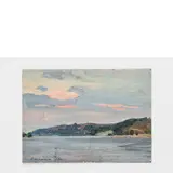Victor Vasilievich Shatalin, Zemlyanye Khutory, 1926 - Kiev, 2003 / Veduta lacustre al tramonto / Firmato e datato 1961 in basso a sinistra