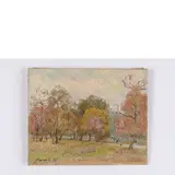 Sergey Alekseevich Grigoryev, Lugansk, 1910 - Kiev, 1988 / Paesaggio fluviale con alberi / Firmato S A Grigoriyev e datato 84 in basso a sinistra