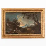 Paesaggio pastorale by Maestro Delle Montagne Azzurre, oil on canvas, offered Oct 2022