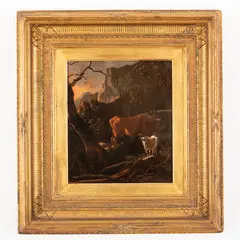 Albert Klomp, Paesaggio con armenti, oil on panel
