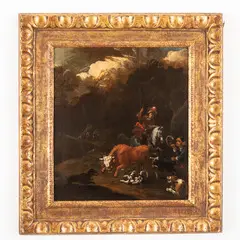 Abraham Hondius, Scena di caccia, oil on panel