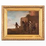 Veduta italianizzante con viandanti by Johan Van Der Bent, oil on panel, offered Oct 2022