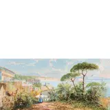 1873 - 1956 / Veduta della costa napoletana da Procida / Firmato M Gianni in basso a destra by Maria Gianni, gouache on paper, offered Oct 2022