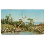 Napoli, 1840 - dopo il 1891 / Paesaggio con lavandaie / Firmato F S Torcia in basso a destra by Francesco Saverio Torcia, oil on panel, offered Oct 2022