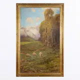 Ferrara, 1880 - Milano, 1949 / Paesaggio con gregge / Firmato Mazzolani e datato 1913 in basso a destra by Bruto Mazzolani, oil on canvas, offered Oct 2022