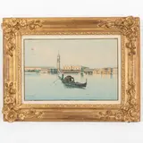 Trieste, 1875 - Bologna, 1937 / Veduta di Venezia con gondoliere / Firmato P Bortoluzzi in basso a sinistra by Pietro Bortoluzzi Detto Pieretto Bianco, Acquarello su carta, offered Oct 2022