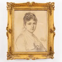 Tito Conti, Firenze, 1842 - 1924 / Ritratto di ragazza / Firma Tito Conti e dedica in basso a destra, mixed media on canvas