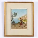 Vincenzo Migliaro, Napoli, 1858 - 1938 / Donna a Capri / Firmato V Migliaro in basso a destra